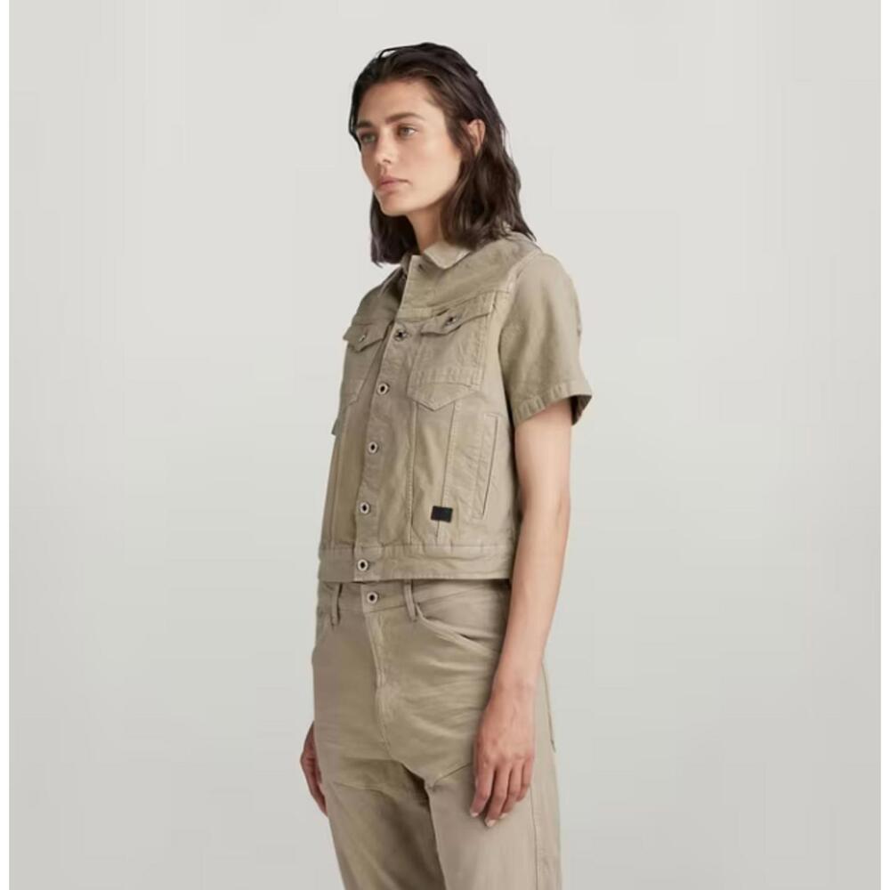 NWT G-Star RAW Arc Jacket Women’s Short Sleeve Stretch Canvas Beige - Size XS - Picture 2 of 10